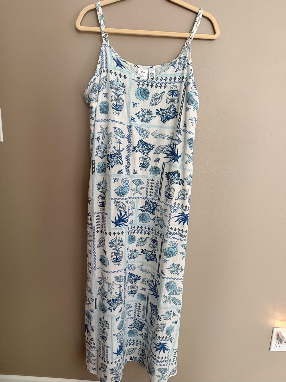NWT Japna Sun Dress with Blue Seashell Print